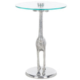 Safavieh Gillard Giraffe Base Accent Table XII23 Silver / Glass  ACC4611B