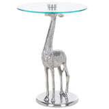 Safavieh Gillard Giraffe Base Accent Table XII23 Silver / Glass  ACC4611B