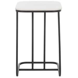 Safavieh Yenna Modern C-Shaped Accent Table With White Marble Top & Black Iron Base For Small Spaces ACC4612A
