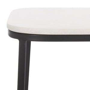 Safavieh Yenna Modern C-Shaped Accent Table With White Marble Top & Black Iron Base For Small Spaces ACC4612A