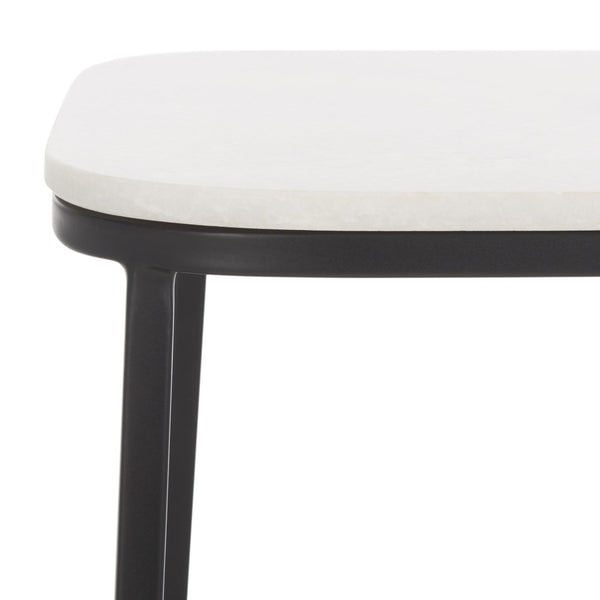 Safavieh Yenna Modern C-Shaped Accent Table With White Marble Top & Black Iron Base For Small Spaces ACC4612A