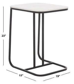 Safavieh Yenna Modern C-Shaped Accent Table With White Marble Top & Black Iron Base For Small Spaces ACC4612A