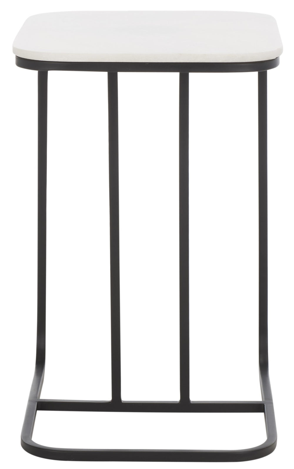 Safavieh Yenna Modern C-Shaped Accent Table With White Marble Top & Black Iron Base For Small Spaces ACC4612A