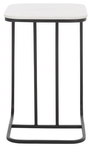 Safavieh Yenna Modern C-Shaped Accent Table With White Marble Top & Black Iron Base For Small Spaces ACC4612A