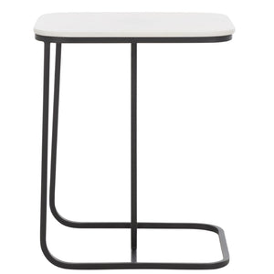 Safavieh Yenna Modern C-Shaped Accent Table With White Marble Top & Black Iron Base For Small Spaces ACC4612A
