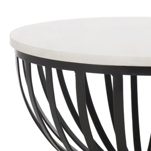 Safavieh Tissaia Modern Round Accent Table – Chic White Marble Top With Geometric Black Metal Base Design ACC4616A