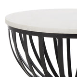 Safavieh Tissaia Round Accent Table XII23 White Marble / Black 55% White Marble / 45 % Iron ACC4616A