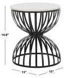 Safavieh Tissaia Round Accent Table XII23 White Marble / Black 55% White Marble / 45 % Iron ACC4616A