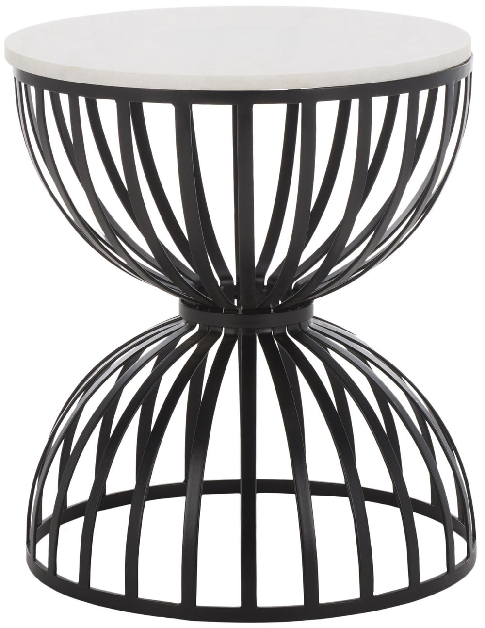 Safavieh Tissaia Modern Round Accent Table – Chic White Marble Top With Geometric Black Metal Base Design ACC4616A