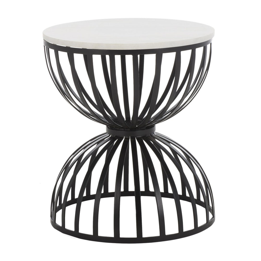 Safavieh Tissaia Modern Round Accent Table – Chic White Marble Top With Geometric Black Metal Base Design ACC4616A