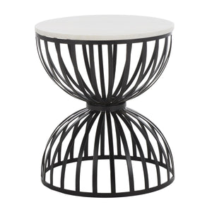 Safavieh Tissaia Round Accent Table XII23 White Marble / Black 55% White Marble / 45 % Iron ACC4616A