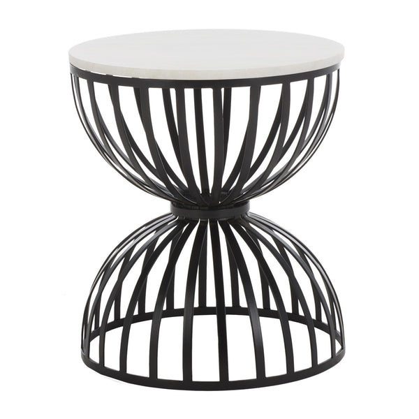 Safavieh Tissaia Round Accent Table XII23 White Marble / Black 55% White Marble / 45 % Iron ACC4616A