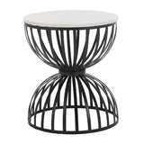 Safavieh Tissaia Round Accent Table XII23 White Marble / Black 55% White Marble / 45 % Iron ACC4616A