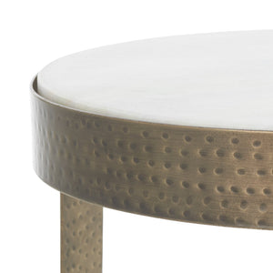 Safavieh Triss Round Accent Table - Luxe White Marble Top & Antique Brass Frame For Elegant Living Spaces ACC4617A