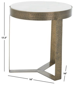 Safavieh Triss Round Accent Table - Luxe White Marble Top & Antique Brass Frame For Elegant Living Spaces ACC4617A