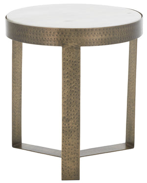 Safavieh Triss Round Accent Table - Luxe White Marble Top & Antique Brass Frame For Elegant Living Spaces ACC4617A