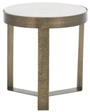 Safavieh Triss Round Accent Table XII23 White Marble / Antique Brass 65% White Marble / 35 % Iron ACC4617A