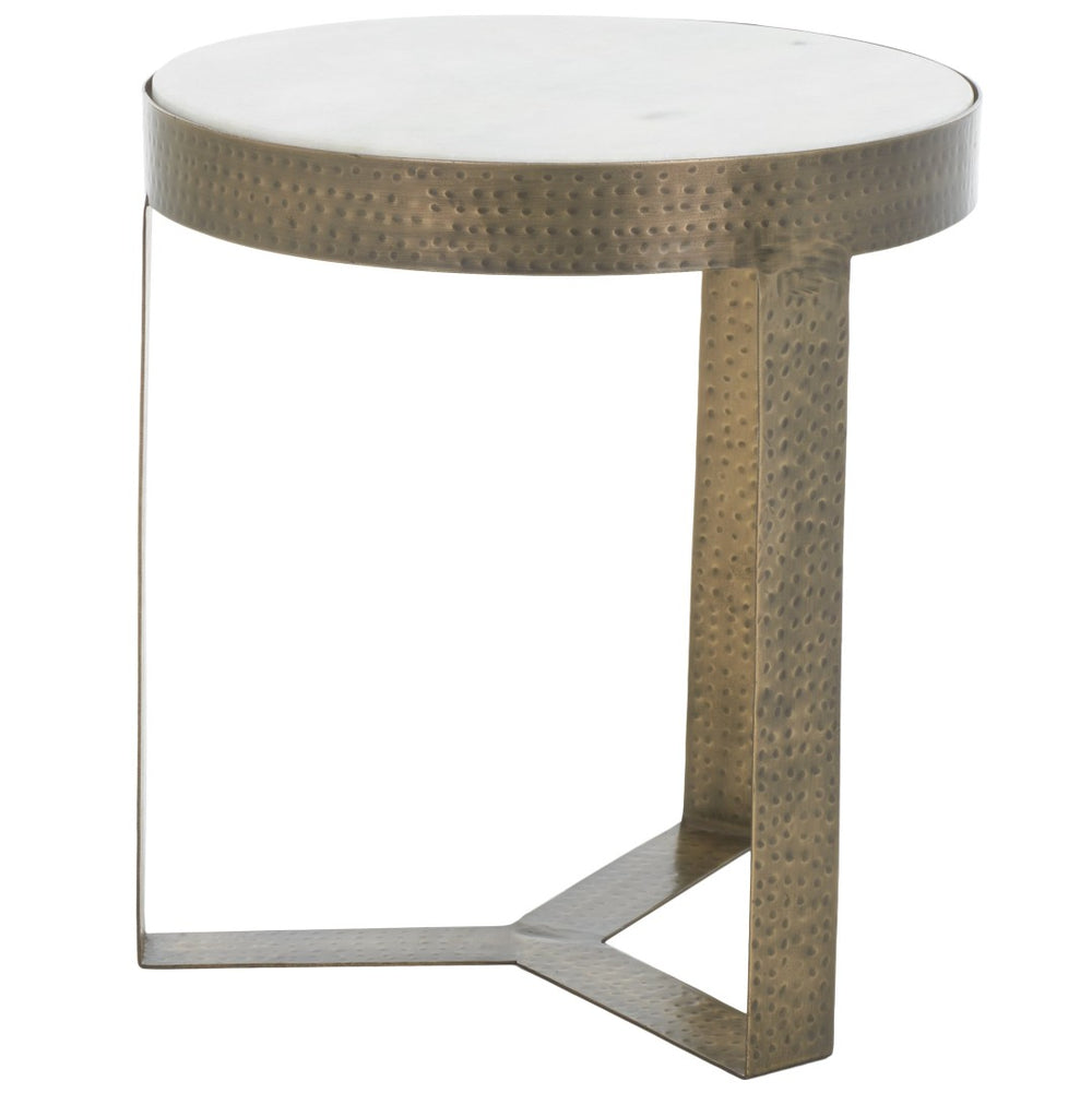 Safavieh Triss Round Accent Table - Luxe White Marble Top & Antique Brass Frame For Elegant Living Spaces ACC4617A