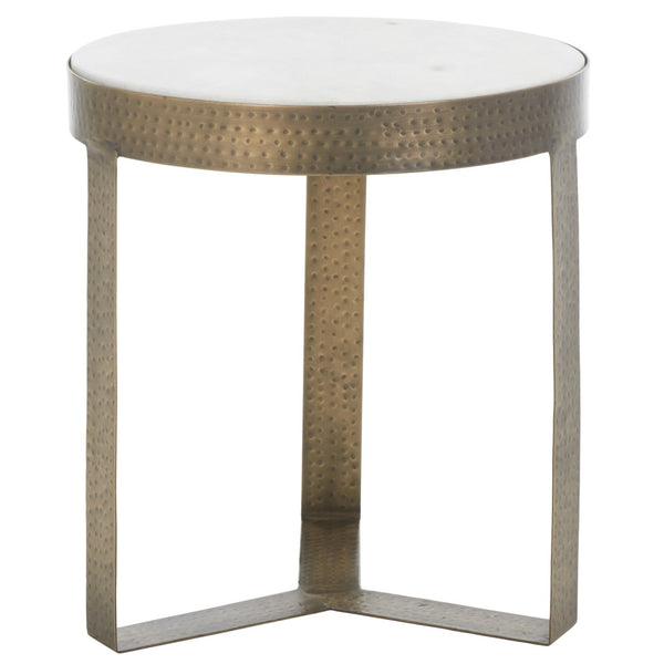 Safavieh Triss Round Accent Table - Luxe White Marble Top & Antique Brass Frame For Elegant Living Spaces ACC4617A