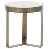 Safavieh Triss Round Accent Table XII23 White Marble / Antique Brass 65% White Marble / 35 % Iron ACC4617A