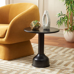 Safavieh Iruma Round Accent Table - Contemporary Sculptural Design, Solid Iron, Black Hammered Finish For Style ACC4618A