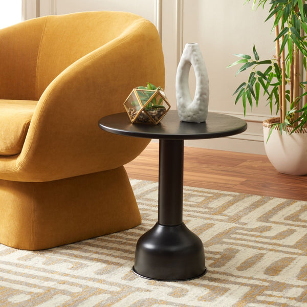 Safavieh Iruma Round Accent Table - Contemporary Sculptural Design, Solid Iron, Black Hammered Finish For Style ACC4618A