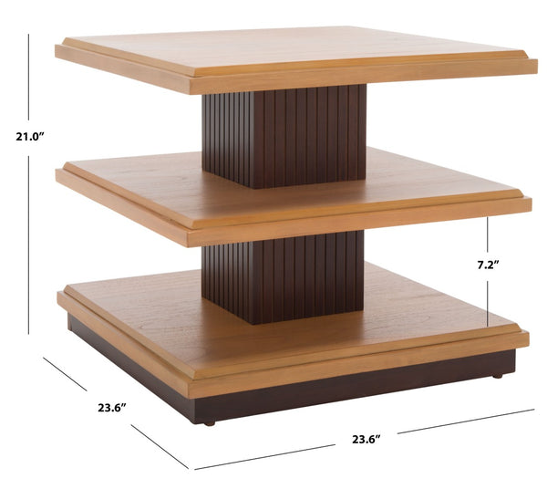 Safavieh Suette Two-Shelf Accent Table - Modern Rustic Charm With Ribbed Stand For Stylish Home Storage Solutions Natural / Walnut ACC5001A