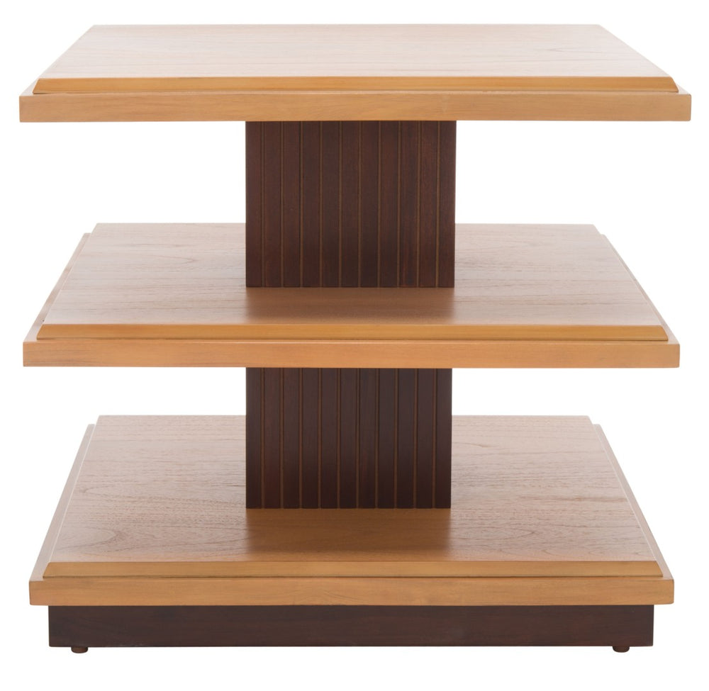 Safavieh Suette Two-Shelf Accent Table - Modern Rustic Charm With Ribbed Stand For Stylish Home Storage Solutions Natural / Walnut ACC5001A
