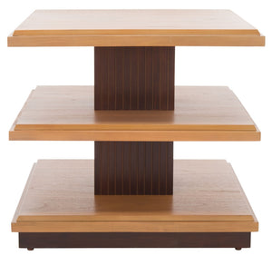 Safavieh Suette Two-Shelf Accent Table - Modern Rustic Charm With Ribbed Stand For Stylish Home Storage Solutions Natural / Walnut ACC5001A