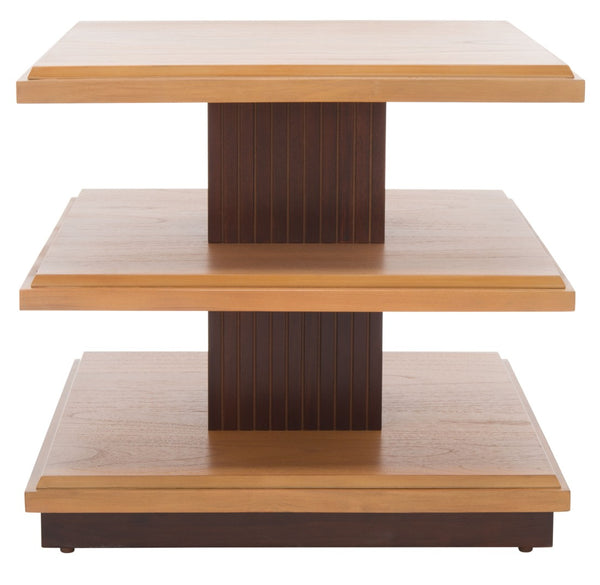 Safavieh Suette Two-Shelf Accent Table - Modern Rustic Charm With Ribbed Stand For Stylish Home Storage Solutions Natural / Walnut ACC5001A