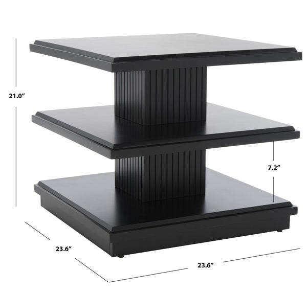 Safavieh Suette Two-Shelf Accent Table - Modern Rustic Charm With Ribbed Stand For Stylish Home Storage Solutions Black ACC5001B