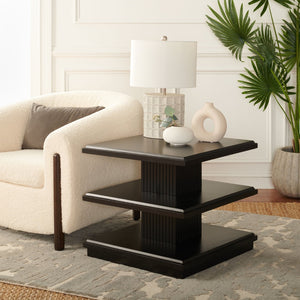 Safavieh Suette Two-Shelf Accent Table - Modern Rustic Charm With Ribbed Stand For Stylish Home Storage Solutions Black ACC5001B