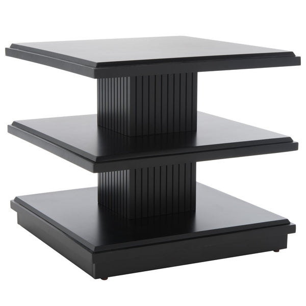 Safavieh Suette Two-Shelf Accent Table - Modern Rustic Charm With Ribbed Stand For Stylish Home Storage Solutions Black ACC5001B