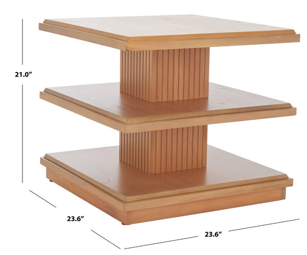 Safavieh Suette Two-Shelf Accent Table - Modern Rustic Charm With Ribbed Stand For Stylish Home Storage Solutions Natural ACC5001C