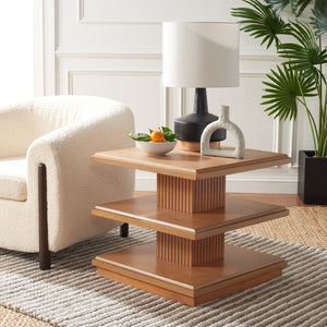 Safavieh Suette Two-Shelf Accent Table - Modern Rustic Charm With Ribbed Stand For Stylish Home Storage Solutions Natural ACC5001C