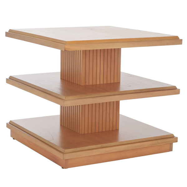 Safavieh Suette Two-Shelf Accent Table - Modern Rustic Charm With Ribbed Stand For Stylish Home Storage Solutions Natural ACC5001C