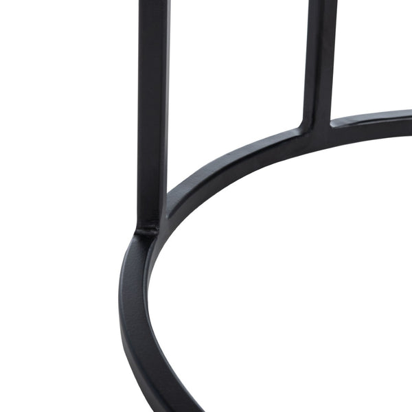 Safavieh Gemma Modern Accent Table: White Marble Top, Mango Wood Border & Black Metal Frame For Stylish Spaces ACC5301B