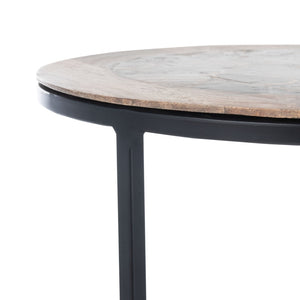 Safavieh Lumi Accent Table - Elegant Geological Design With Mango Wood Trim And Sleek Metal Legs For Modern Spaces Multi Color Black Agate/Natural/Black Legs ACC5302A