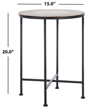Safavieh Lumi Accent Table - Elegant Geological Design With Mango Wood Trim And Sleek Metal Legs For Modern Spaces Multi Color Black Agate/Natural/Black Legs ACC5302A