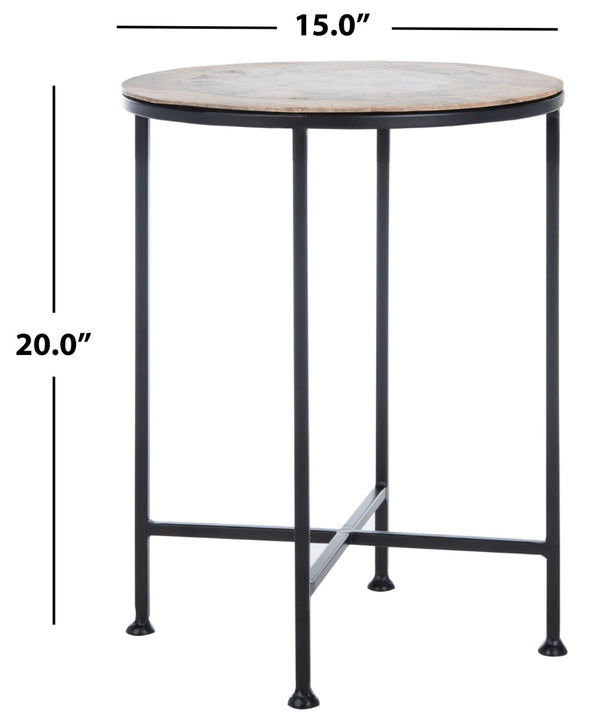 Safavieh Lumi Accent Table - Elegant Geological Design With Mango Wood Trim And Sleek Metal Legs For Modern Spaces Multi Color Black Agate/Natural/Black Legs ACC5302A