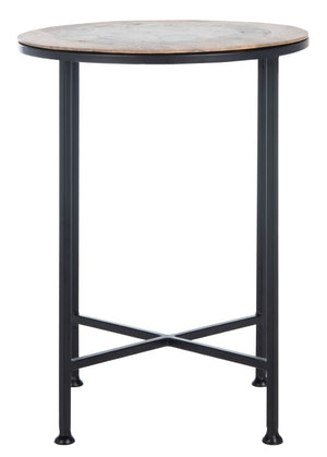 Safavieh Lumi Accent Table - Elegant Geological Design With Mango Wood Trim And Sleek Metal Legs For Modern Spaces Multi Color Black Agate/Natural/Black Legs ACC5302A