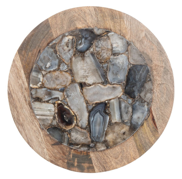Safavieh Lumi Accent Table - Elegant Geological Design With Mango Wood Trim And Sleek Metal Legs For Modern Spaces Multi Color Black Agate/Natural/Black Legs ACC5302A