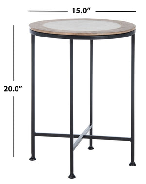 Safavieh Lumi Accent Table - Elegant Geological Design With Mango Wood Trim And Sleek Metal Legs For Modern Spaces White Marble/Natural/Black Legs ACC5302B