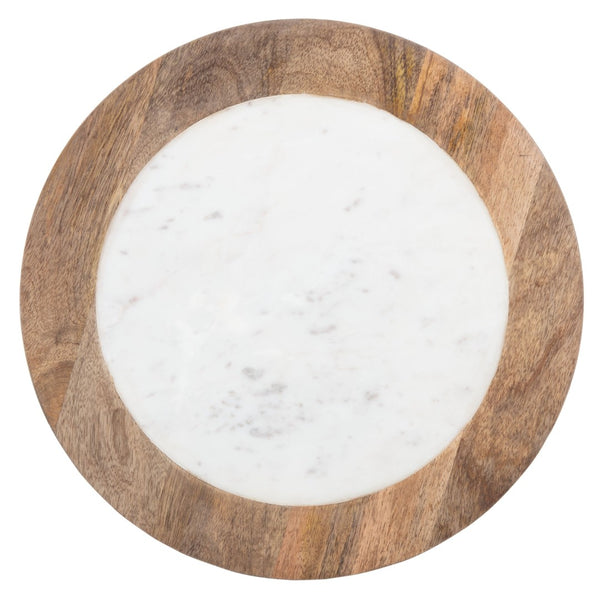 Safavieh Lumi Accent Table - Elegant Geological Design With Mango Wood Trim And Sleek Metal Legs For Modern Spaces White Marble/Natural/Black Legs ACC5302B