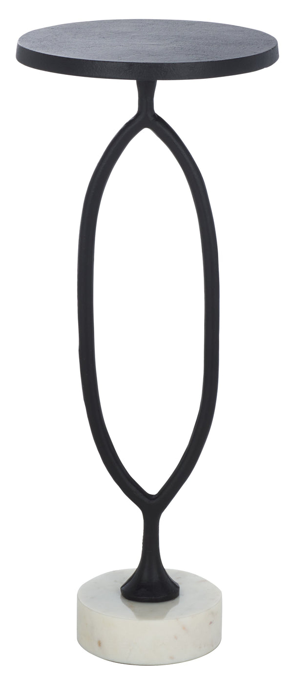 Safavieh Malachy Side Table - Elegant Black & White Marble With Metal Frame For Modern Home Décor Style Black ,White Metal And Marble Acc5503a