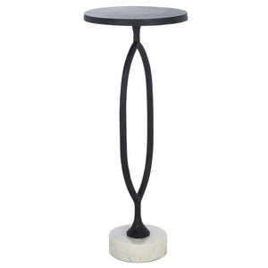 Safavieh Malachy Side Table - Elegant Black & White Marble With Metal Frame For Modern Home Décor Style Black ,White Metal And Marble Acc5503a
