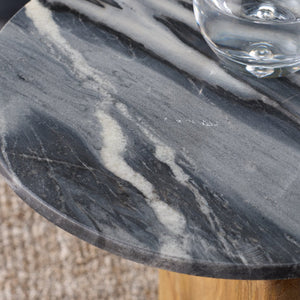 Safavieh Kokhy Side Table - Elegant Blend Of Natural Marble, Wood & Iron For Stylish Home Décor Upgrade! Natural ,Black Marble,Wood And Iron Acc5504a