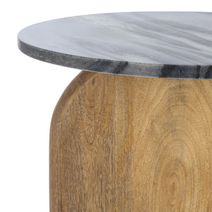 Safavieh Kokhy Side Table - Elegant Blend Of Natural Marble, Wood & Iron For Stylish Home Décor Upgrade! Natural ,Black Marble,Wood And Iron Acc5504a