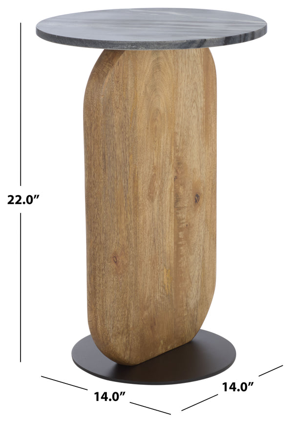 Safavieh Kokhy Side Table - Elegant Blend Of Natural Marble, Wood & Iron For Stylish Home Décor Upgrade! Natural ,Black Marble,Wood And Iron Acc5504a