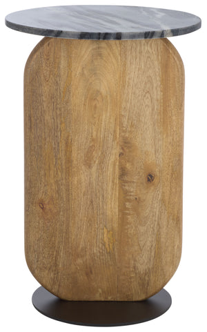 Safavieh Kokhy Side Table - Elegant Blend Of Natural Marble, Wood & Iron For Stylish Home Décor Upgrade! Natural ,Black Marble,Wood And Iron Acc5504a